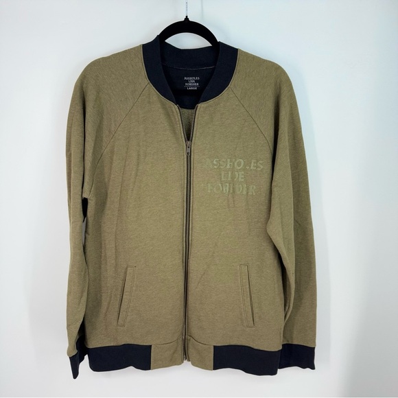 Assholes Live Forever Streetwear Men's Olive Zip Up Jacket - Picture 4 of 4